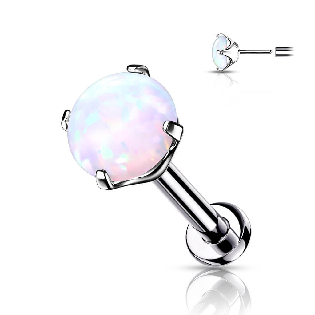 Titanio Labret Opale e Argento Push-In