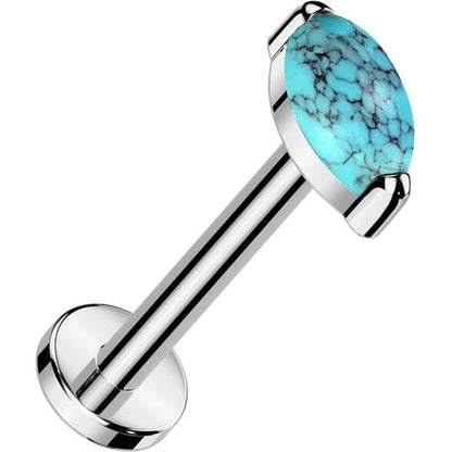 Titane Labret pierre naturelle taillée en marquise Enfoncer