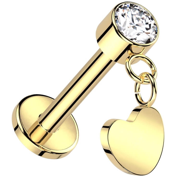 Titanio Labret Zircone con Cuore pendente Push-In