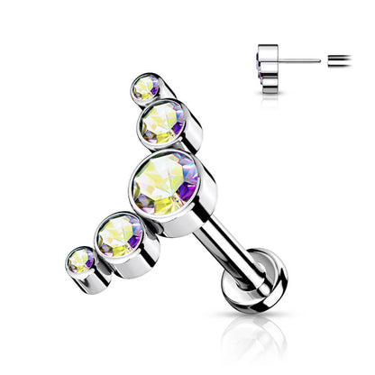 Titanio Labret 5 Zirconi e argento Push-In