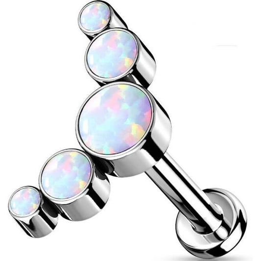 Titane Labret 5 Opales Argent Enfoncer