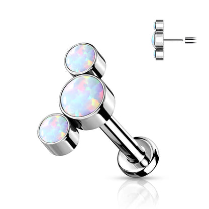 Titanium Labret 3 Opal Silver Push-In