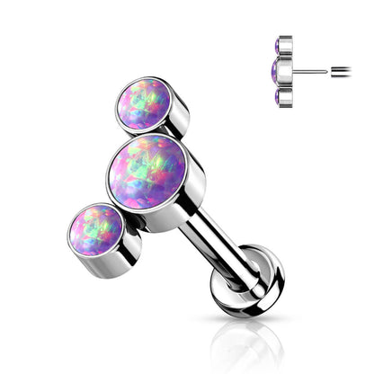 Titanium Labret 3 Opal Silver Push-In