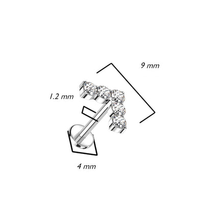 Titane Labret 5 Zircones En L Enfoncer