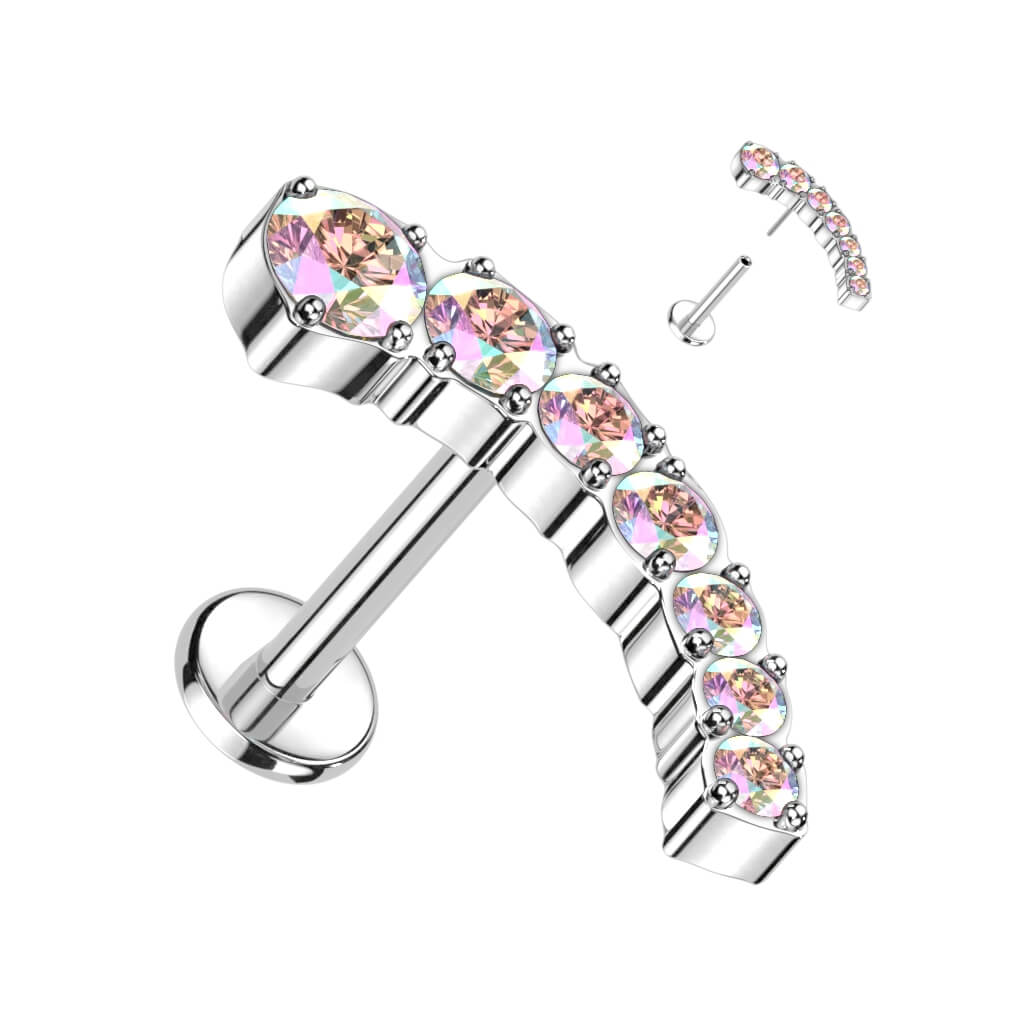 Titane Labret Zircone Courbe Enfoncer