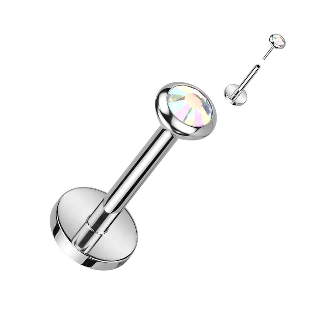 Tytan labret cyrkonia opal push-in