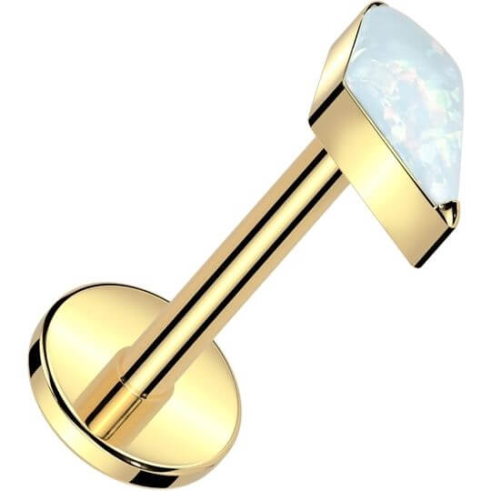 Titanio corte diamante cironita opal piedra natural Push In Labret