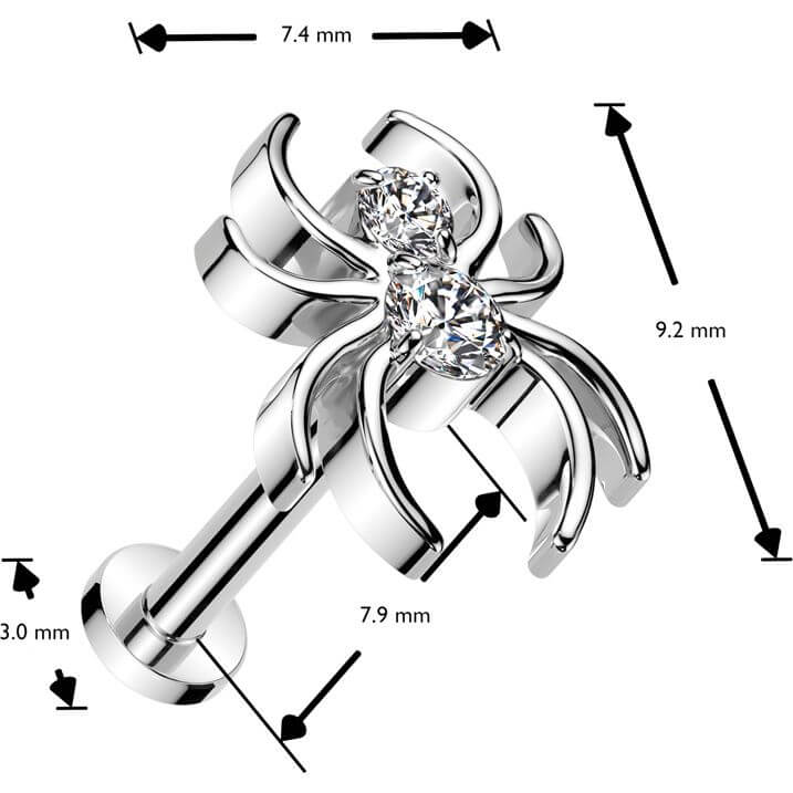 Titanio Labret Ragno con zirconi Push-In