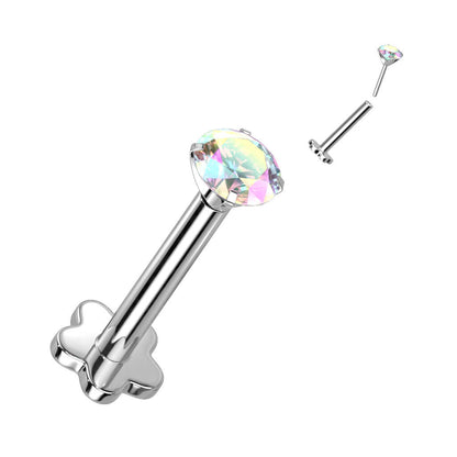 Titane Labret Zircone Base Fleur Enfoncer