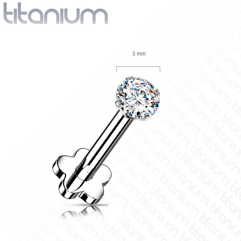 Titane Labret Zircone Base Fleur Enfoncer