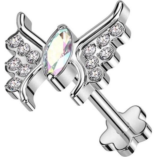 Titane Labret Papillon Zircone Enfoncer