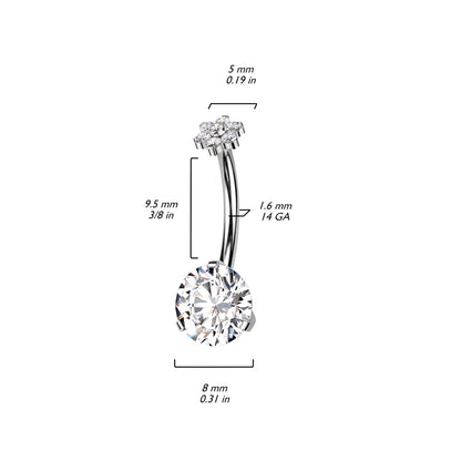 Titanio Piercing ombligo Flor Circonita Push In