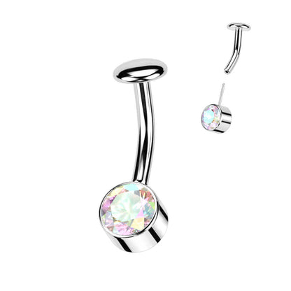 Titanio Piercing Ombelico Zircone con montatura d´argento Push-In