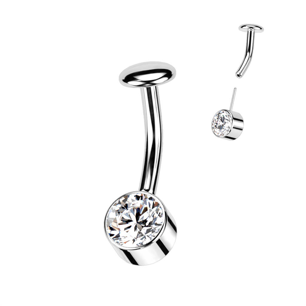 Titanio Piercing ombligo Circonita enmarcada Plata Push In