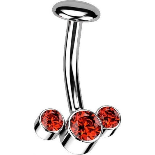 Titanium Belly Button Piercing 3 Zirconia Silver Push-In