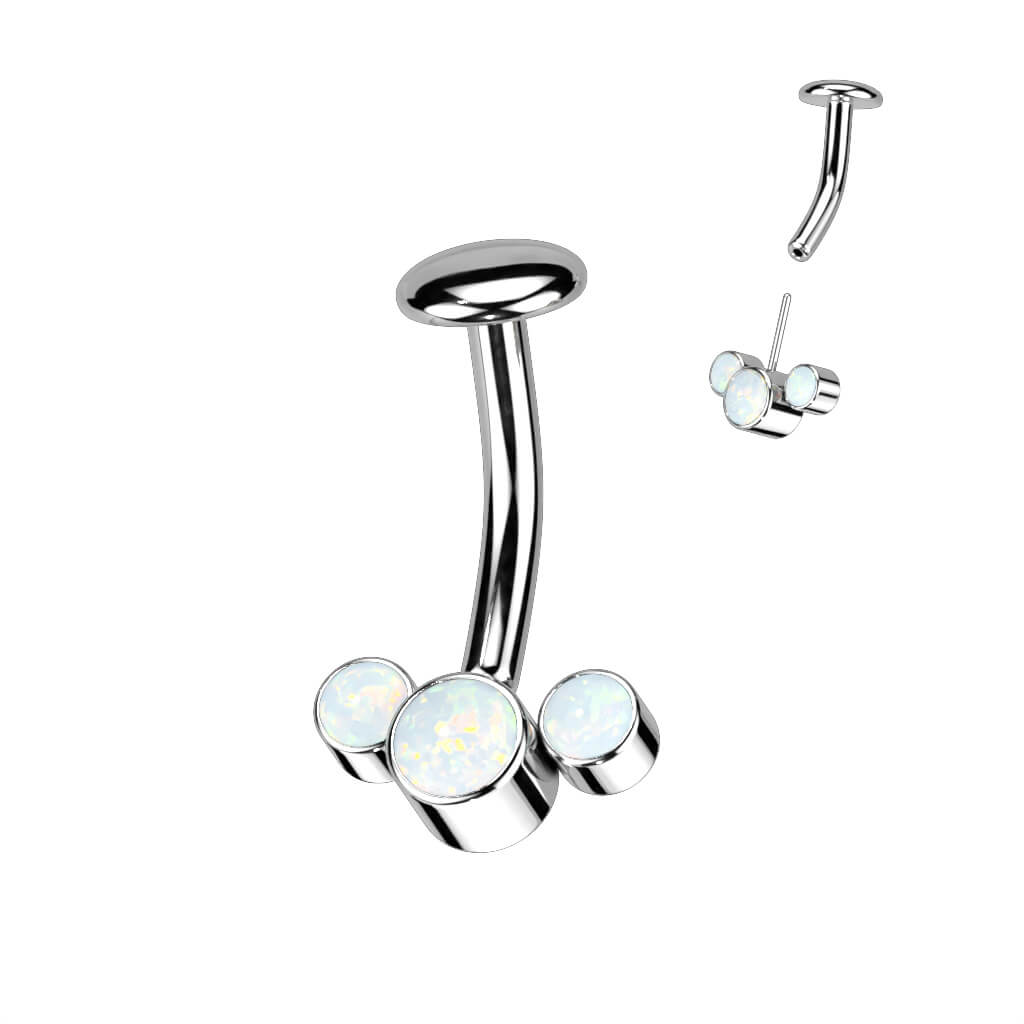 Titan Bauchnabelpiercing 3 Opal Silber Push-In