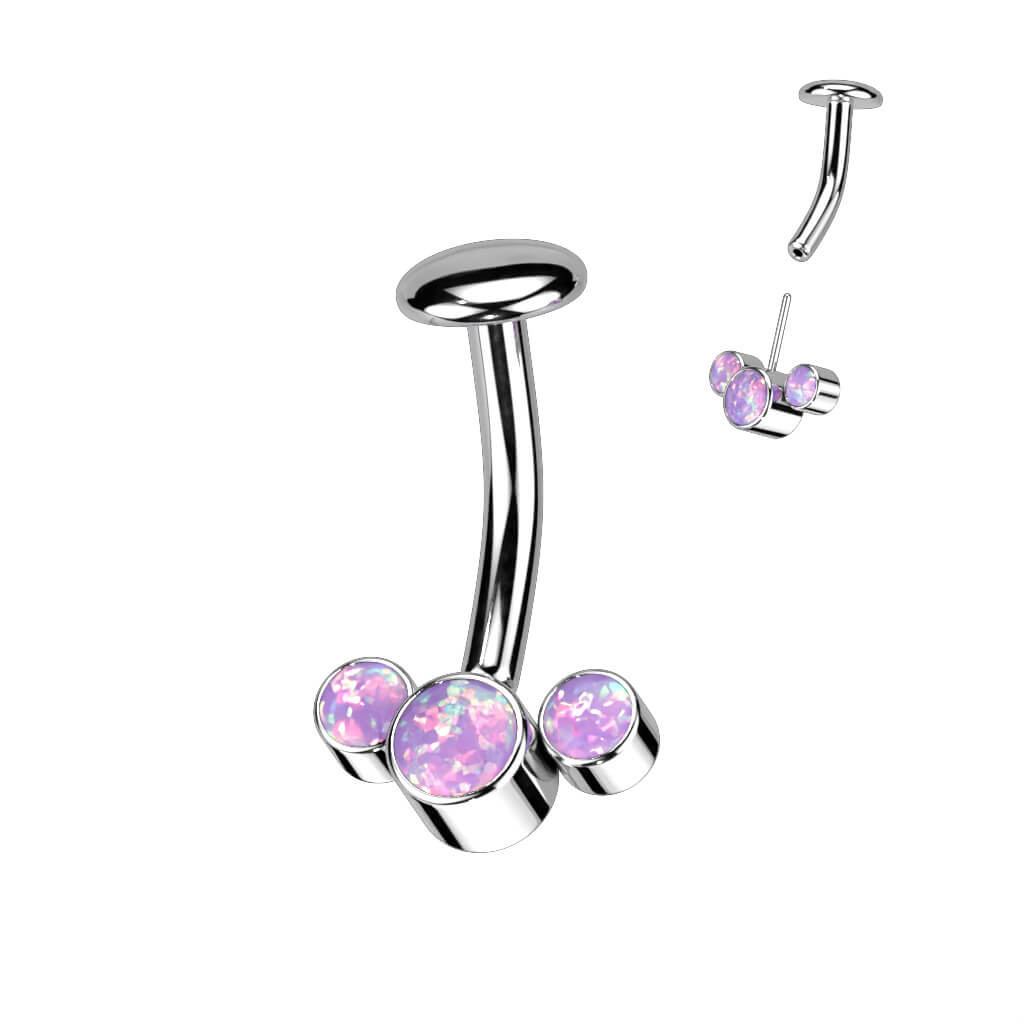 Titan Bauchnabelpiercing 3 Opal Silber Push-In