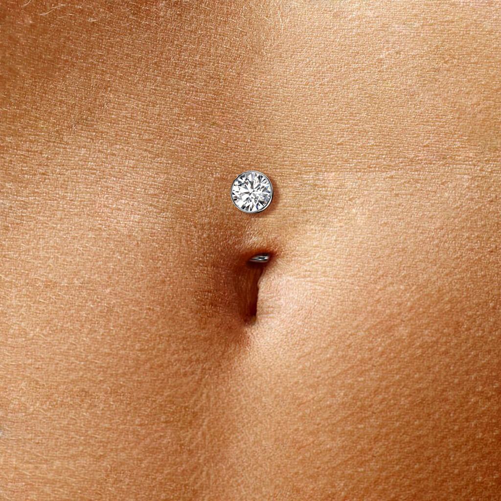 Titan Bauchnabelpiercing Halbkugel Zirkonia Push-In