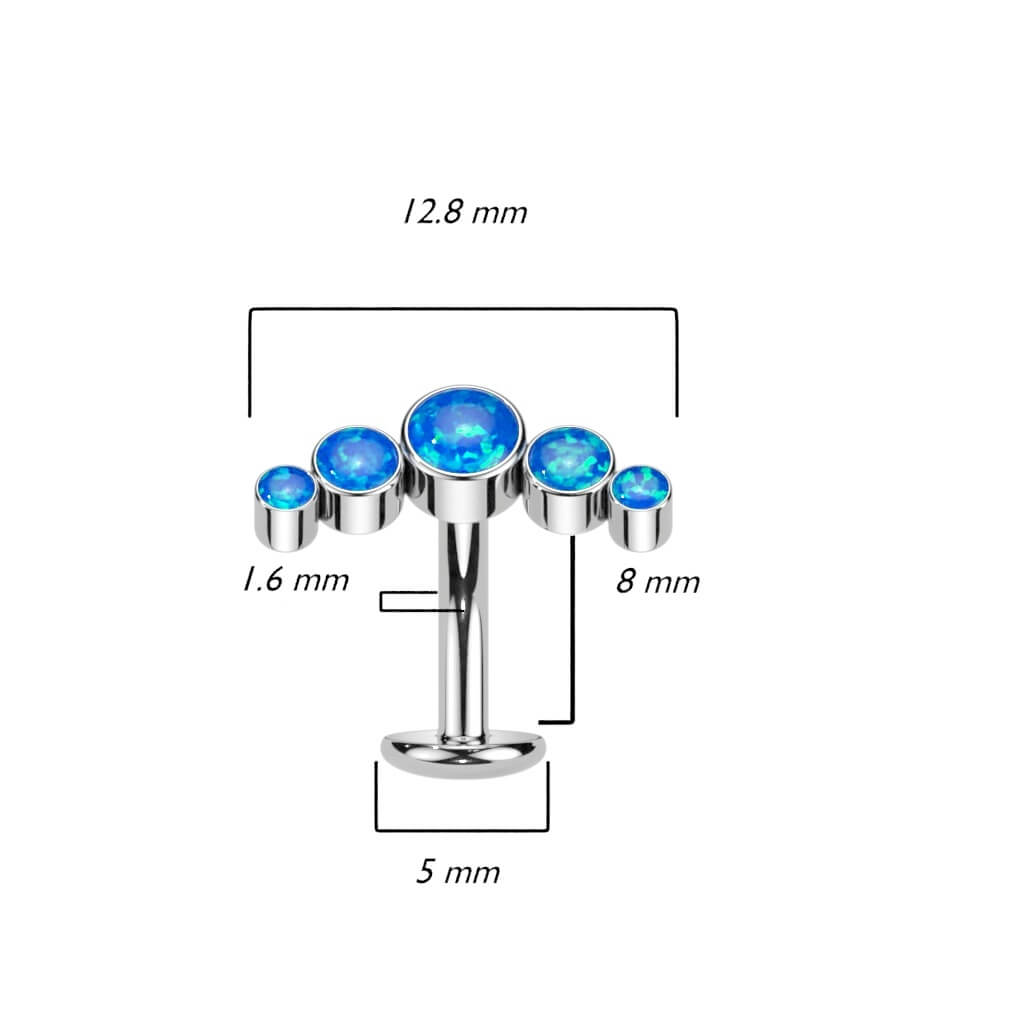 Titanio Piercing ombligo 5 Ópalo Plata Push In