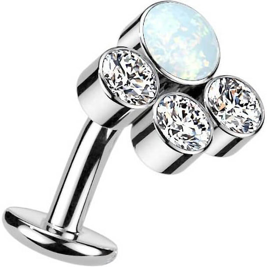 Titan Bauchnabelpiercing Zirkonia Opal Silber Push-In