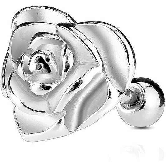 Barre Cœur Rose Zircone Silver