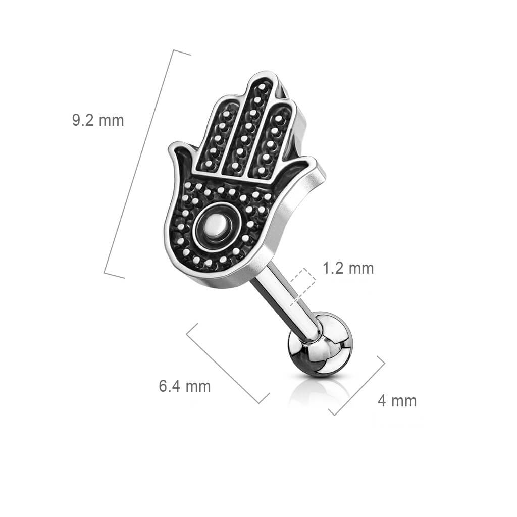 Barbell Hamsa Silver