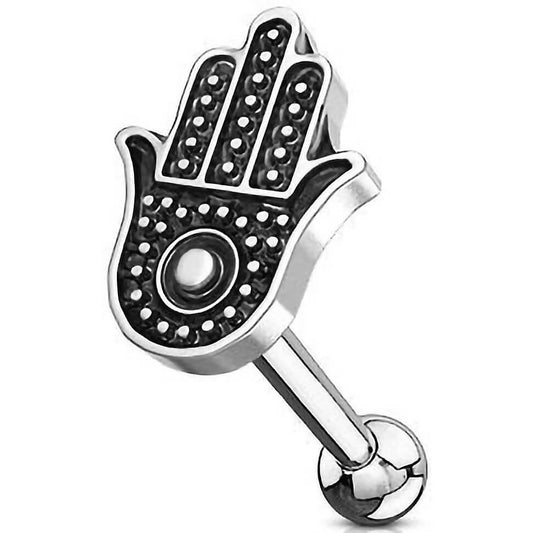 Barbell Hamsa Silver