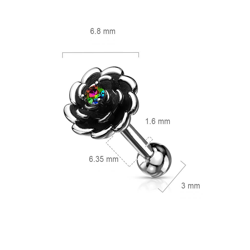 Barbell Flor Circonita Plata