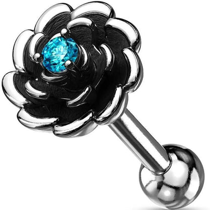 Barbell Blume Zirkonia Silber