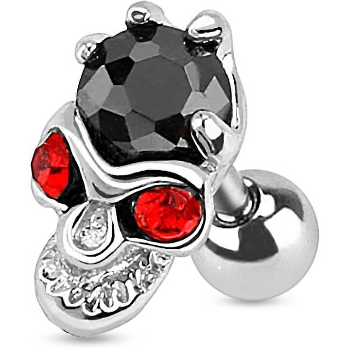 Barbell Calavera Circonita Plata