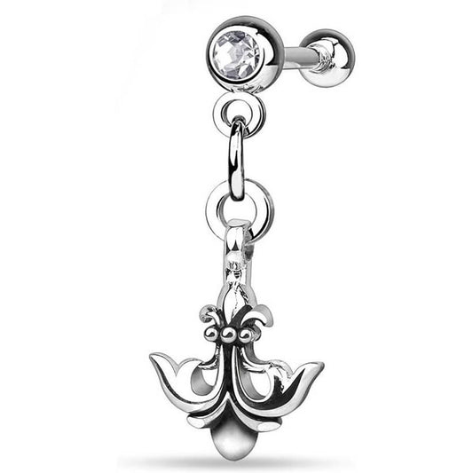 Barre Pendentif Ancre Zircone Argent