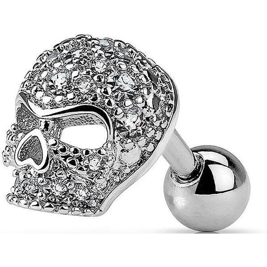 Barbell Skull Zirconia Silver