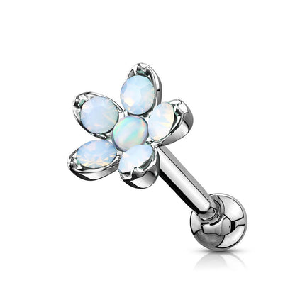 Barbell Blume Opal Silber