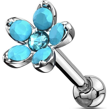 Barbell Blume Opal Silber