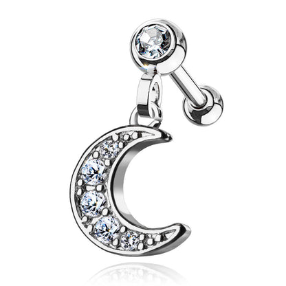 Barre Pendentif Lune Zircone