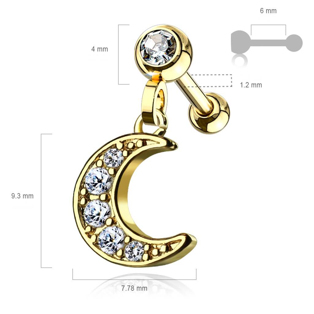 Barre Pendentif Lune Zircone