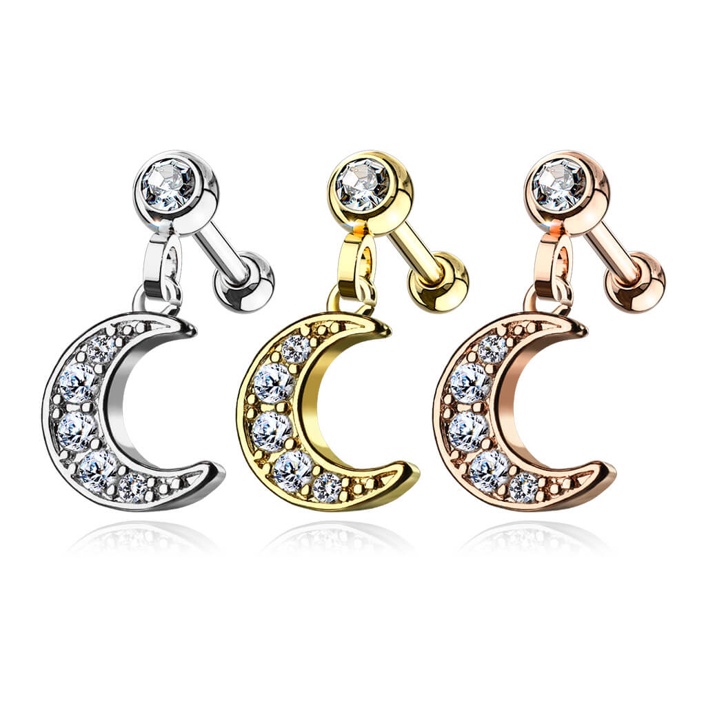 Barbell Moon dangle Zirconia