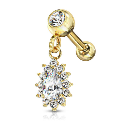 Barbell Pear dangle Zirconia