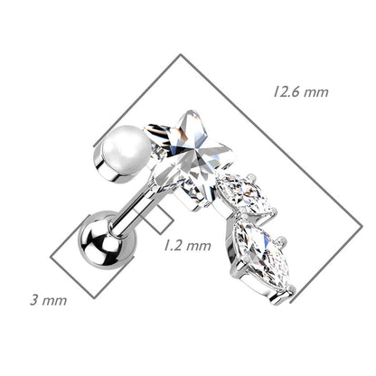 Barbell Flower Tendril Zirconia