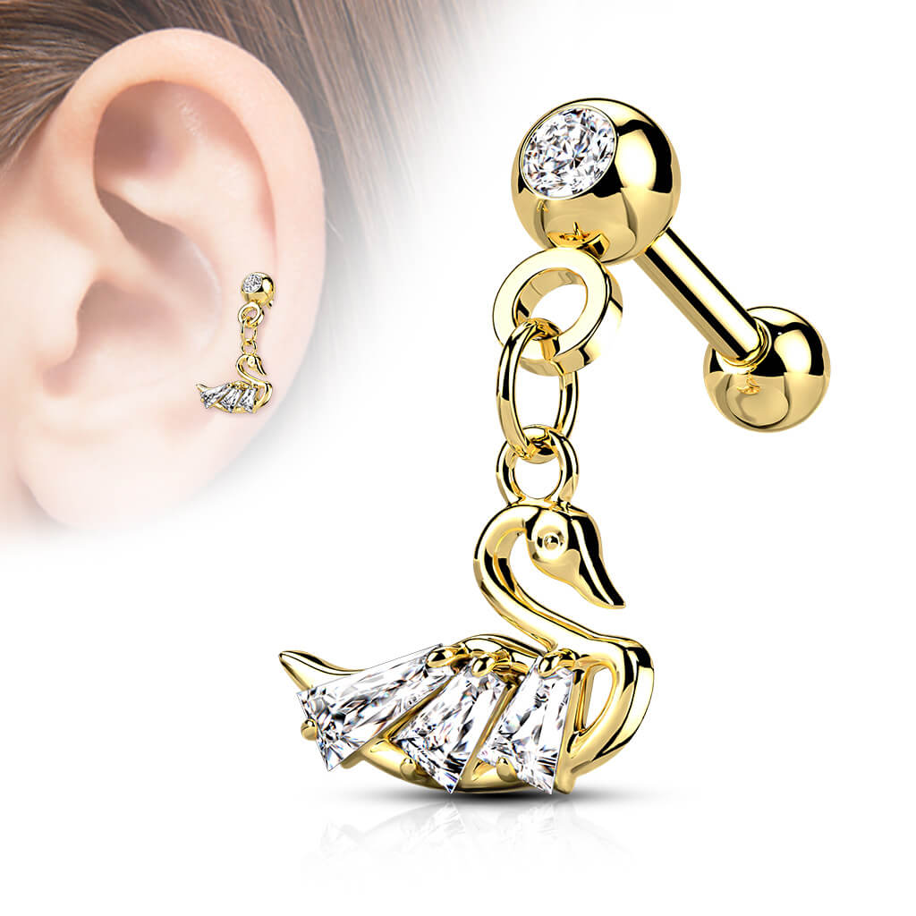 Barbell Swan dangle Zirconia