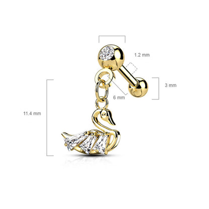 Barbell Swan dangle Zirconia