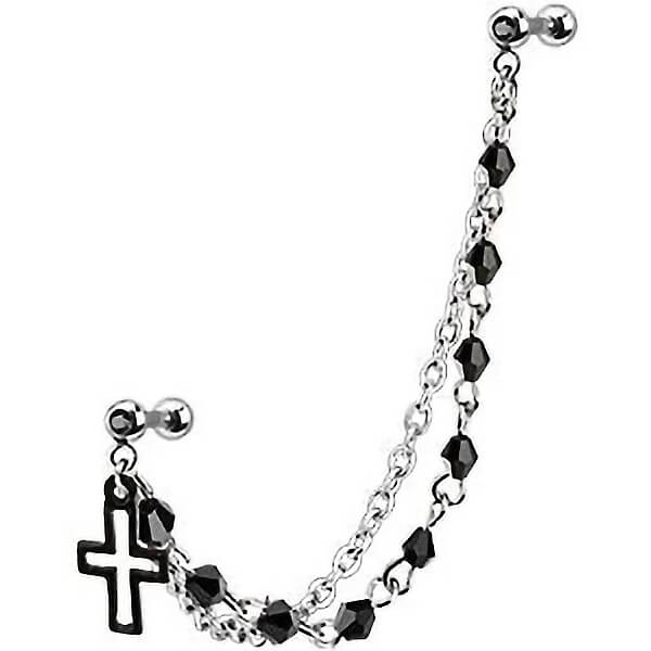 Barbell Chain Cross Silver