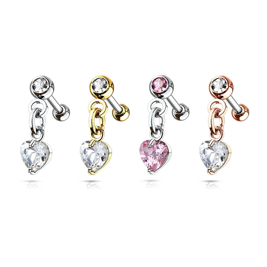 Barbell Heart dangle Zirconia