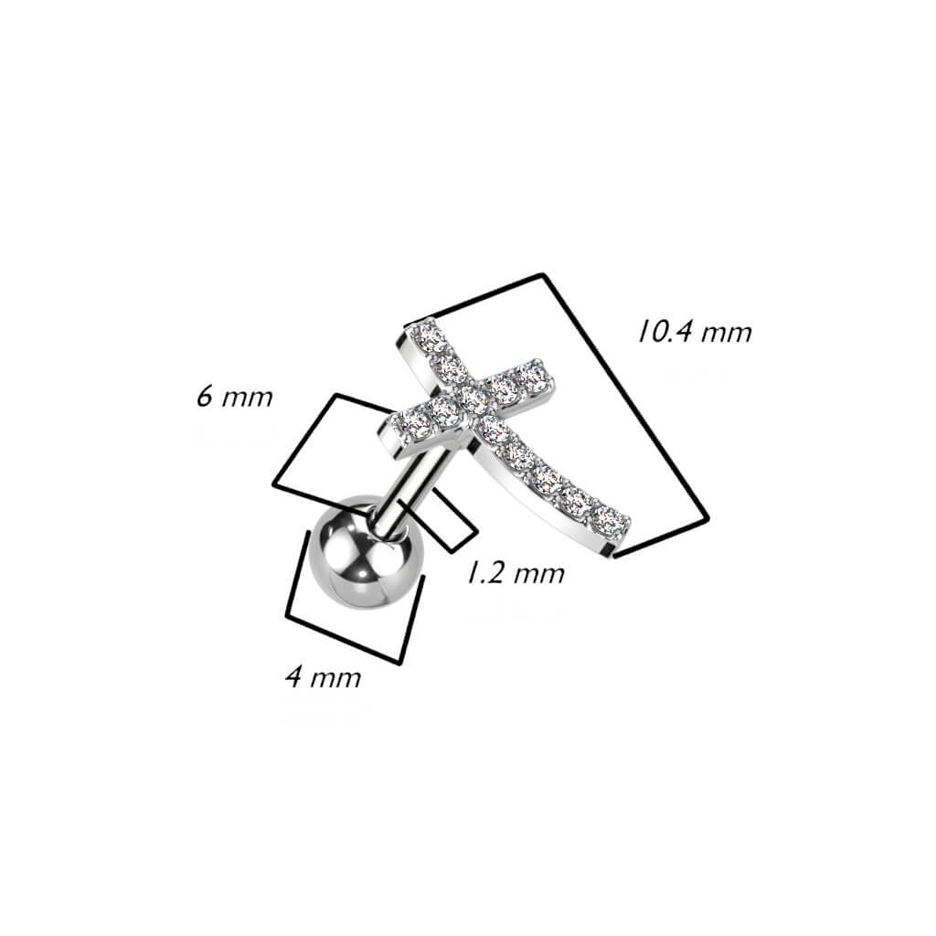 Barbell Cross Zirconia Gold Silver