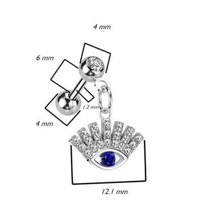 Barbell Glücksauge beweglich Zirkonia Gold Silber