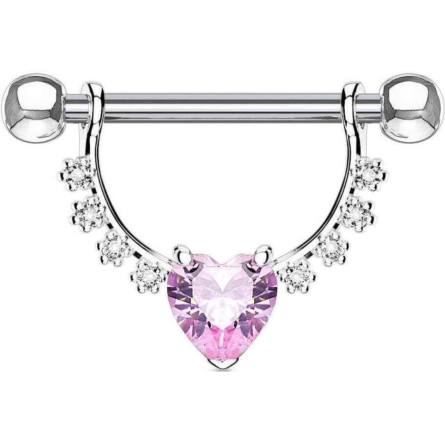 Nipple Piercing Wreath Heart dangle Zirconia