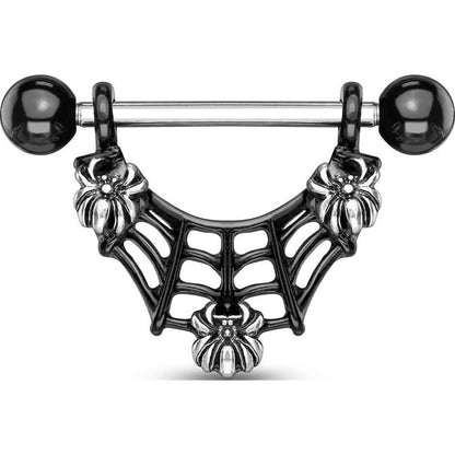 Nipple Piercing Spider web Black dangle