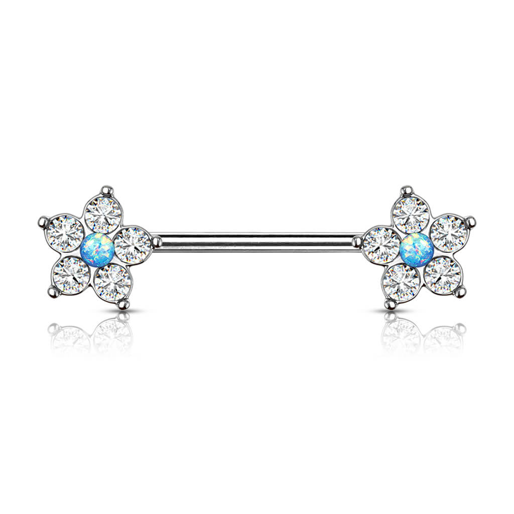 Piercing Capezzolo Fiori d´argento con zirconi