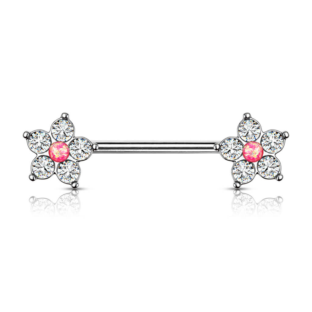 Piercing Capezzolo Fiori d´argento con zirconi