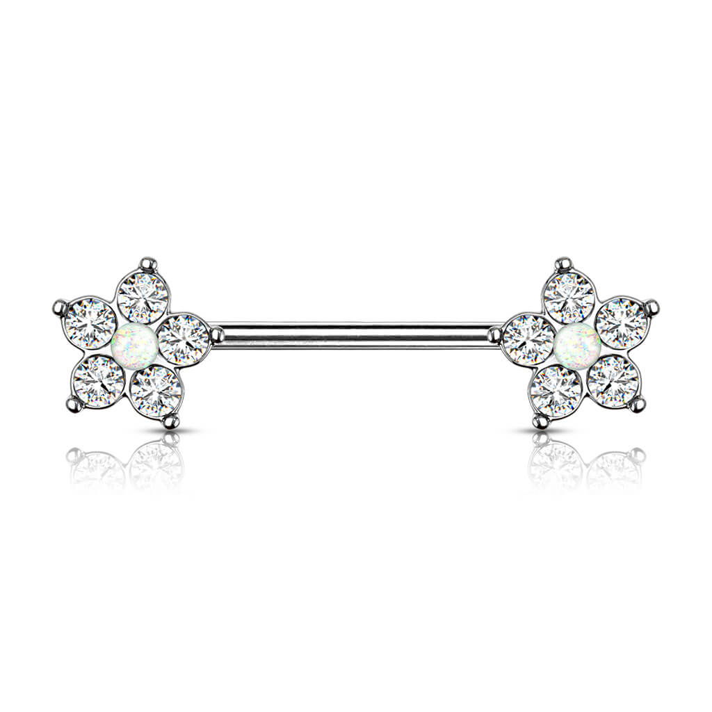 Piercing Capezzolo Fiori d´argento con zirconi